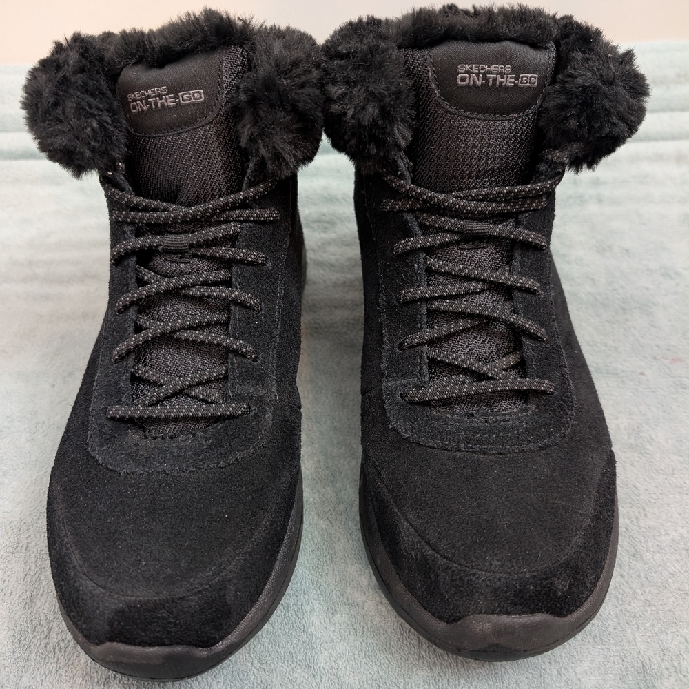 Skechers On-The-Go Black Fur Boots